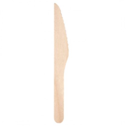 Couteau en Bois Naturel 165mm (Blister de 50 couteaux)