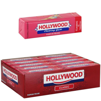 Chewing-gum Hollywood Tablette Fraise (Boite de 20 Paquets)