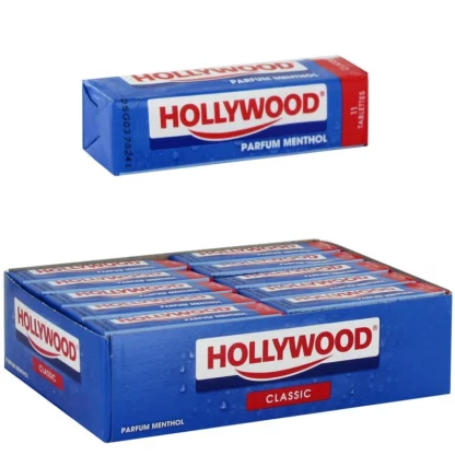 Chewing-gum Hollywood Tablette Menthol (Boite de 20 Paquets)