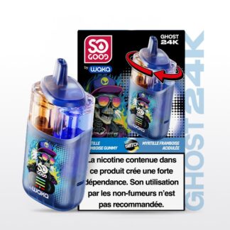 Puff So Good Ghost 24k Myrtille Framboise Acidulée et Myrtille Framboise Gummy 18mg Nicotine (100% légale)