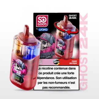 Puff So Good Ghost 24k Fraise Glacée et Fraise Pastèque 18mg Nicotine (100% légale)