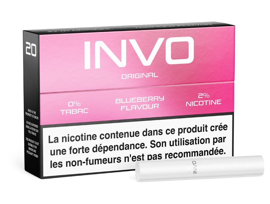Paquet 20 Sticks Invo Original Blueberry 2% Nicotine (Cartouche de 10 paquets)