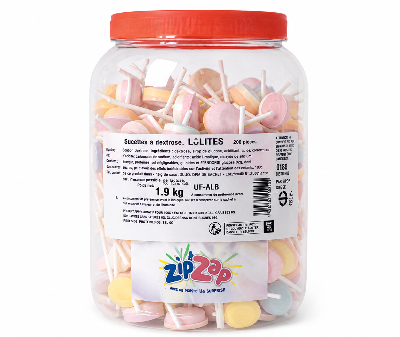 Sucette Bpop Dextrose (Pot de 200 sucettes)