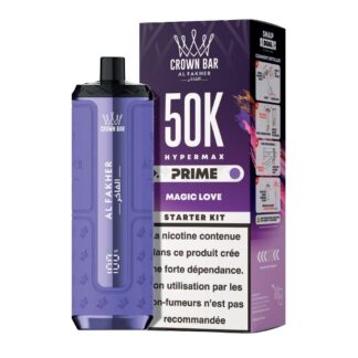 Puff Hypermax Prime 50K Crown Bar Al Fakher (Nicotine : 6 mg - Saveur : Magic Love)