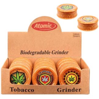 Grinder Biodégradable Atomic 60mm 3 parties (Présentoir de 12 Grinders)